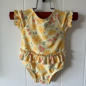 Floral Baby Bathing Suit with Ruffle Sleeves
